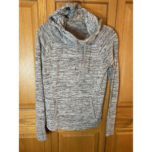 Athleta Womens XS Gray‎ Hoodie Sweatshirt Pullover Cowl Neck Thumb Holes LS